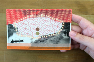 Red Collage Art On vintage Postcard - Naomi Vona Art