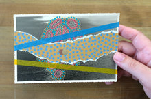 Carica l&#39;immagine nel visualizzatore di Gallery, Mustard Turquoise Abstract Collage On Retro Vintage Seascape Postcard - Naomi Vona Art
