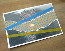 将图片加载到图库查看器，Mustard Turquoise Abstract Collage On Retro Vintage Seascape Postcard - Naomi Vona Art
