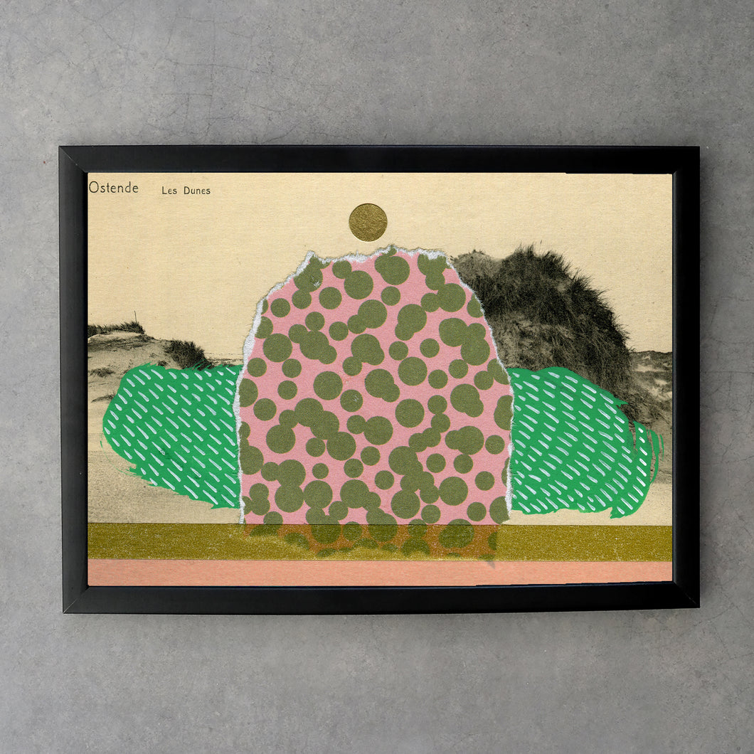 Abstract nature artwork as fine art print in pink, green and gold - Naomi Vona Art