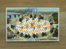Load image into Gallery viewer, Orange And Yellow Collage Art On Vintage Postcard - Naomi Vona Art
