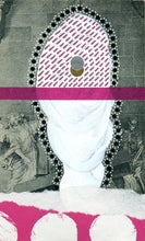 画像をギャラリービューアに読み込む, White And Burgundy Mixed Media Art Collage On Vintage Postcard - Naomi Vona Art
