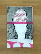 Charger l&#39;image dans la galerie, White And Burgundy Mixed Media Art Collage On Vintage Postcard - Naomi Vona Art
