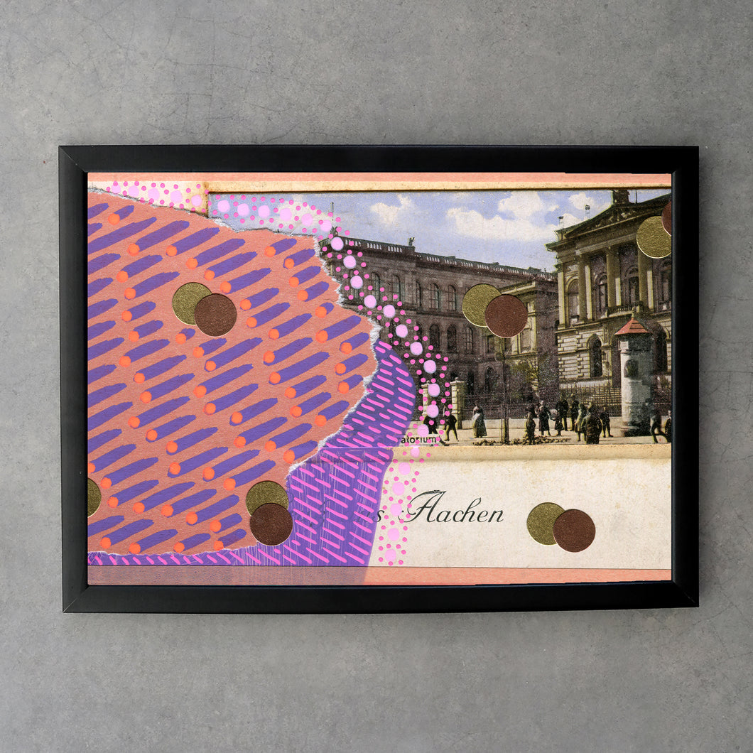 Black Pink Abstraction Print On Postcard - Naomi Vona Art