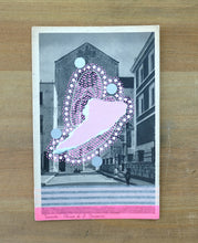 Load image into Gallery viewer, Pink Abstract Art Collage On Vintage Postcard Of Taranto City - Naomi Vona Art

