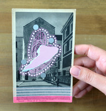 画像をギャラリービューアに読み込む, Pink Abstract Art Collage On Vintage Postcard Of Taranto City - Naomi Vona Art
