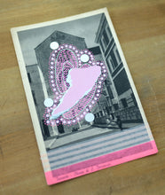Load image into Gallery viewer, Pink Abstract Art Collage On Vintage Postcard Of Taranto City - Naomi Vona Art
