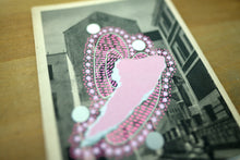 将图片加载到图库查看器，Pink Abstract Art Collage On Vintage Postcard Of Taranto City - Naomi Vona Art
