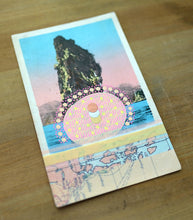 Cargar imagen en el visor de la galería, Ombre Pink, Beige And Light Blue Collage On Vintage Retro Postcard - Naomi Vona Art
