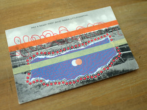 Red Purple Collage On Vintage Littlehampton Postcard - Naomi Vona Art