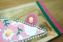 将图片加载到图库查看器，Light Pink And Green Art Collage On Retro Postcard - Naomi Vona Art
