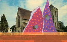 将图片加载到图库查看器，Red, Orange And Purple Mixed Media Abstract Art On Retro Postcard - Naomi Vona Art

