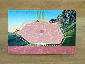 Gold, Orange And Red Collage On Vintage Sudtirol Postcard - Naomi Vona Art