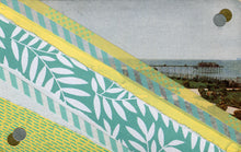 将图片加载到图库查看器，Pastel Yellow And Mint Green Abstract Collage On Retro Postcard - Naomi Vona Art

