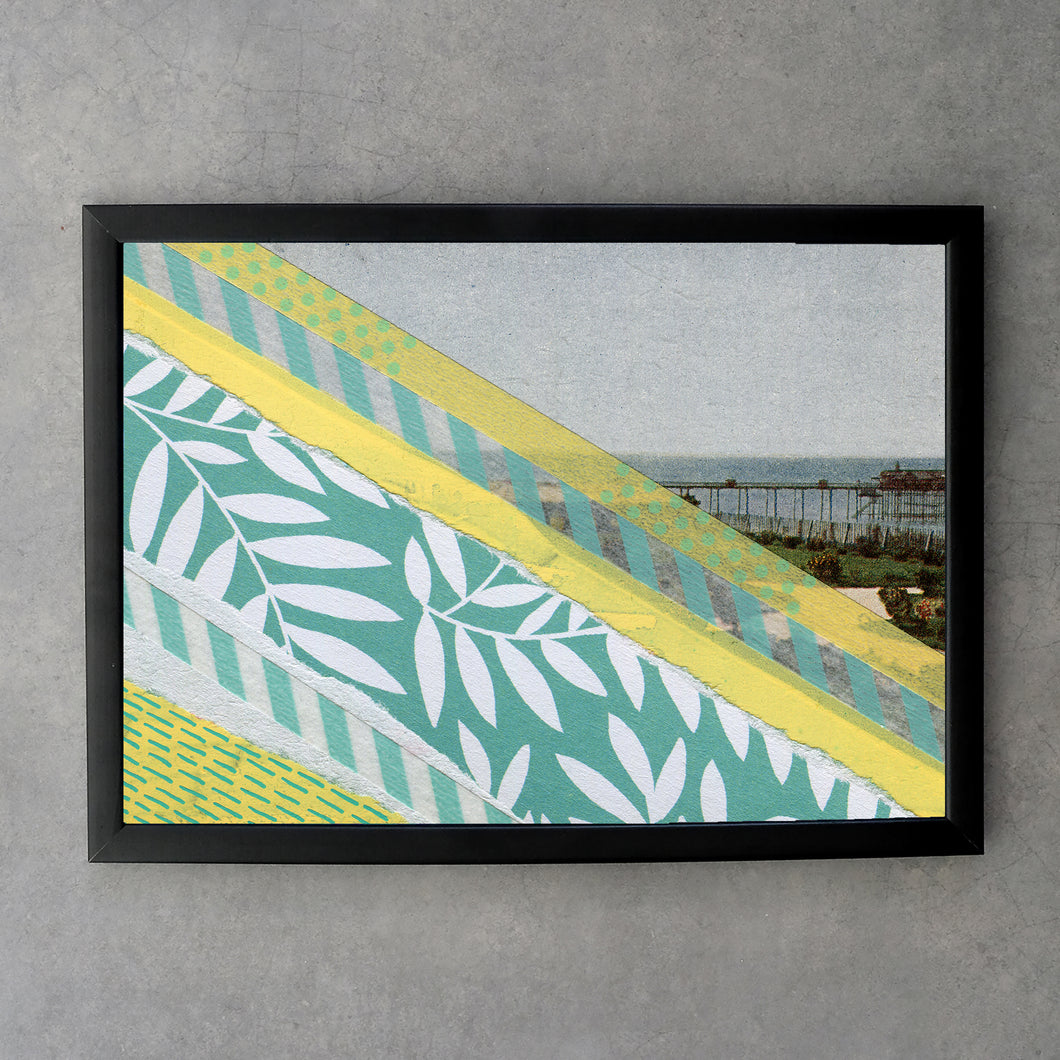 Pastel Yellow And Mint Green Fine Art Print Collage Art - Naomi Vona Art