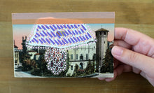 Carica l&#39;immagine nel visualizzatore di Gallery, White, Pink And Purple Mixed Media Abstract Collage Art On Retro Postcard - Naomi Vona Art
