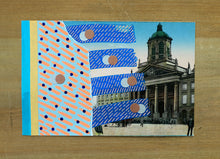 Load image into Gallery viewer, Neon Orange And Blue Collage Art On Retro Vintage Postcard - Naomi Vona Art
