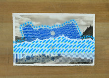 将图片加载到图库查看器，Blue, Turquoise And Neon Yellow Art On Retro Postcard - Naomi Vona Art
