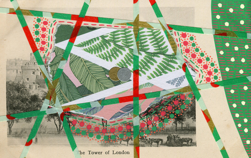 Vintage Tower Of London Postcard Art Collage - Naomi Vona Art