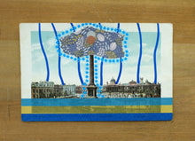 将图片加载到图库查看器，Turquoise Blue Art Collage On Retro Vintage Postcard - Naomi Vona Art
