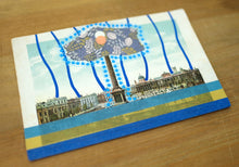 将图片加载到图库查看器，Turquoise Blue Art Collage On Retro Vintage Postcard - Naomi Vona Art
