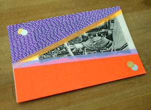 Neon Red And Purple Mixed Media Collage On Retro Postcard - Naomi Vona Art