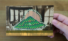Load image into Gallery viewer, Green Orange Neon Art Collage On Vintage Interiors Photo Postcard - Naomi Vona Art
