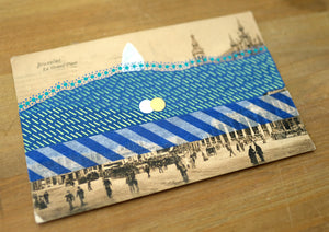 Vintage Bruxelles Postcard Art Collage - Naomi Vona Art