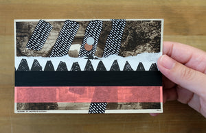 Black, White And Neon Red Mixed Media Collage On Retro Postcard - Naomi Vona Art
