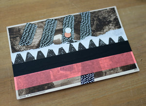 Black, White And Neon Red Mixed Media Collage On Retro Postcard - Naomi Vona Art