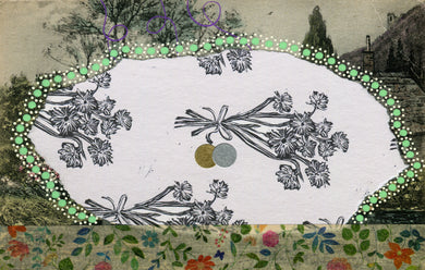 Pastel Floral Abstract Collage Composition On Vintage Postcard - Naomi Vona Art