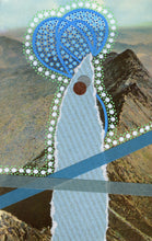将图片加载到图库查看器，Blue Art Collage On Vintage Mountain Scape Postcard - Naomi Vona Art
