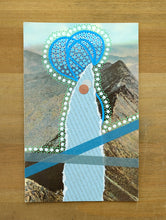 Load image into Gallery viewer, Blue Art Collage On Vintage Mountain Scape Postcard - Naomi Vona Art

