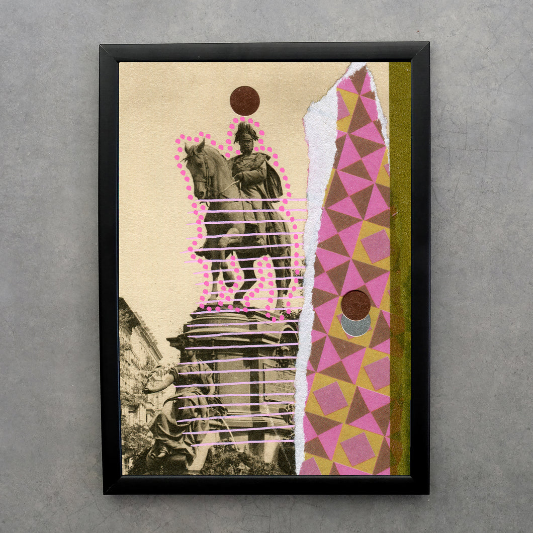 Vintage Altered Monument Postcard Collage Print - Naomi Vona Art