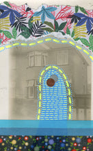 将图片加载到图库查看器，Neon Yellow And Turquoise Floral Abstract Art Collage On Retro Postcard - Naomi Vona Art
