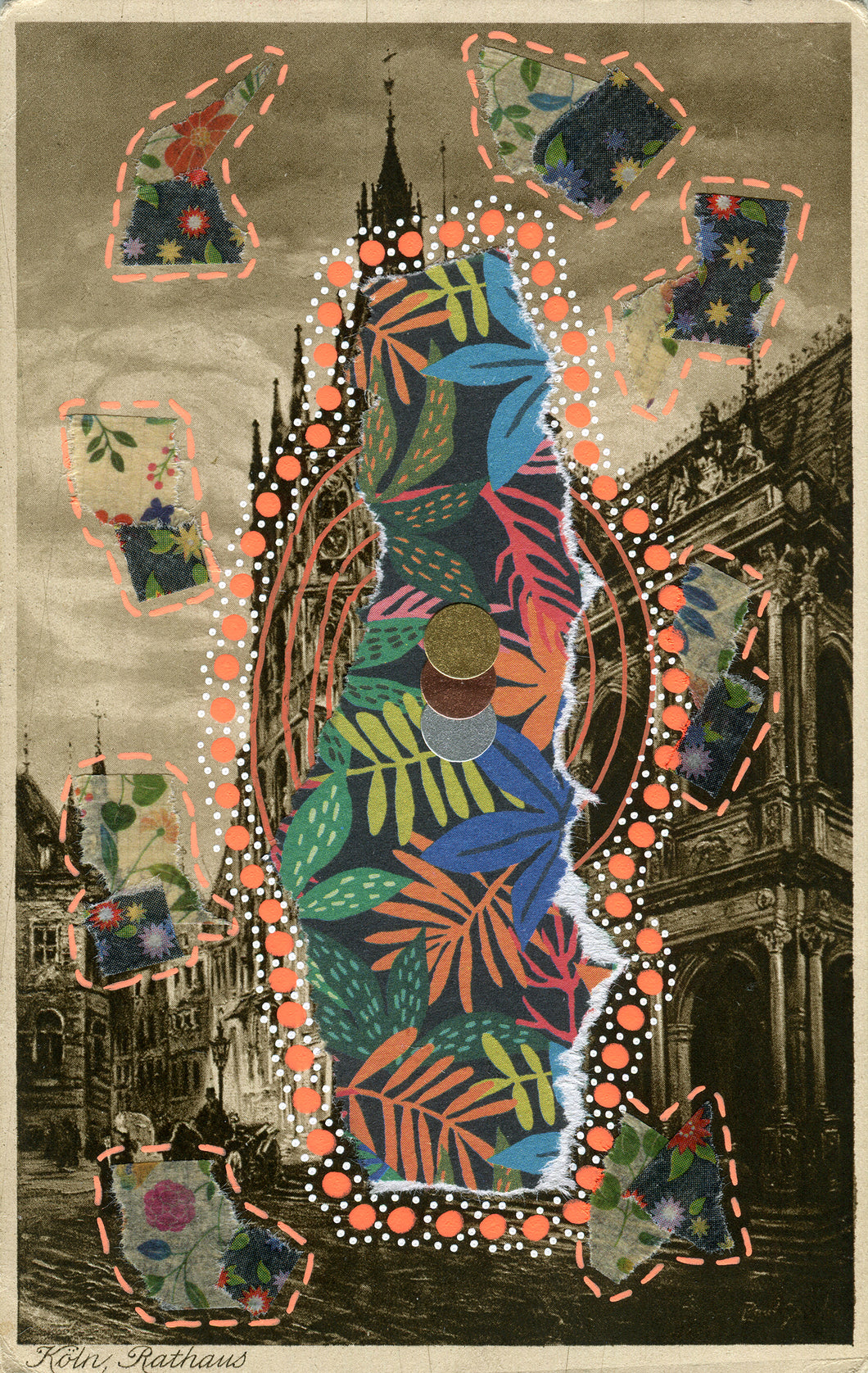 Vintage Cologne Postcard Art Collage In Gothic Style - Naomi Vona Art