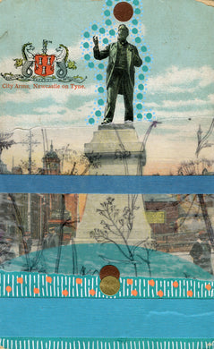 Vintage Newcastle On Tyne Monument Postcard Art Collage - Naomi Vona Art