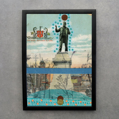 Abstract Fine Art Print On Retro Monument Postcard - Naomi Vona Art