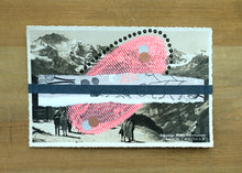 将图片加载到图库查看器，Neon Red, Grey And Black Mixed Media Art On Retro Postcard - Naomi Vona Art
