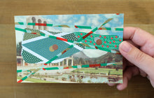 Charger l&#39;image dans la galerie, Green Red Mixed Media Art Collage On Retro Postcard Illustration - Naomi Vona Art
