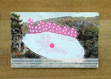 Load image into Gallery viewer, Pink Romantic Style Collage Art On Vintage Rural Landscape Postcard - Naomi Vona Art
