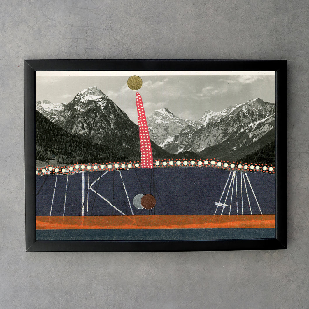 Vintage Mountain View Collage Art Print - Naomi Vona Art