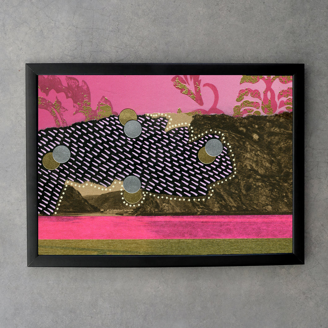 Black, Pink And Golden Abstract Fine Art Print - Naomi Vona Art