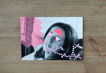 Cargar imagen en el visor de la galería, Neon Shocking Pink Collage Artwork On Vintage Woman Portrait Photo - Naomi Vona Art
