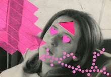 Cargar imagen en el visor de la galería, Neon Shocking Pink Collage Artwork On Vintage Woman Portrait Photo - Naomi Vona Art

