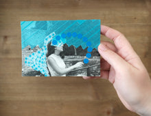 Load image into Gallery viewer, Blue Shades Contemporary Art Collage On Vintage Photo Of A Woman Smoking - Naomi Vona Art
