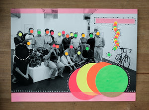 Contemporary Neon Art Collage On Vintage Group Shot - Naomi Vona Art
