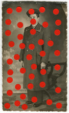 Load image into Gallery viewer, Vintage Man In Uniform Studio Portrait Altered With Dotty Red Stickers - Naomi Vona Art
