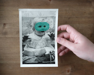 Vintage Masked Baby Portrait Photo Art - Naomi Vona Art
