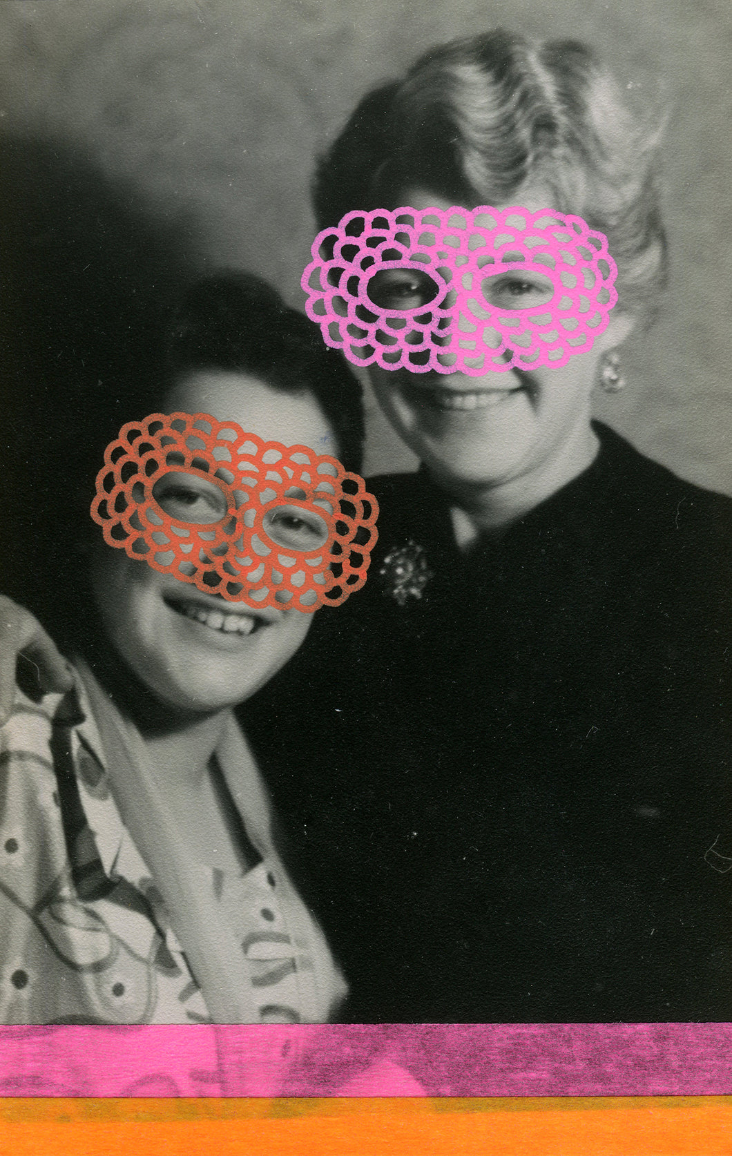 Vintage Smiling Masked Woman Art Collage - Naomi Vona Art
